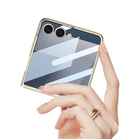 Etui ze szkłem do Samsung Galaxy Z Flip6 5G, PC Case, TRANSPARENTNE