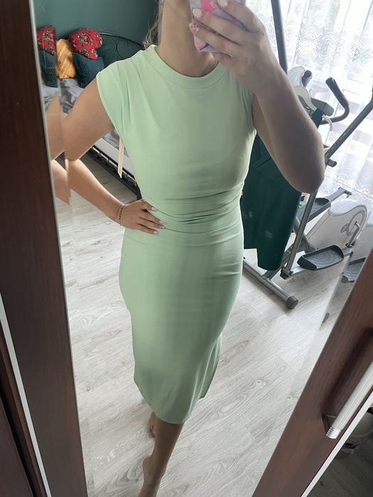 Limonkowa midi sukienka zielona m nowa