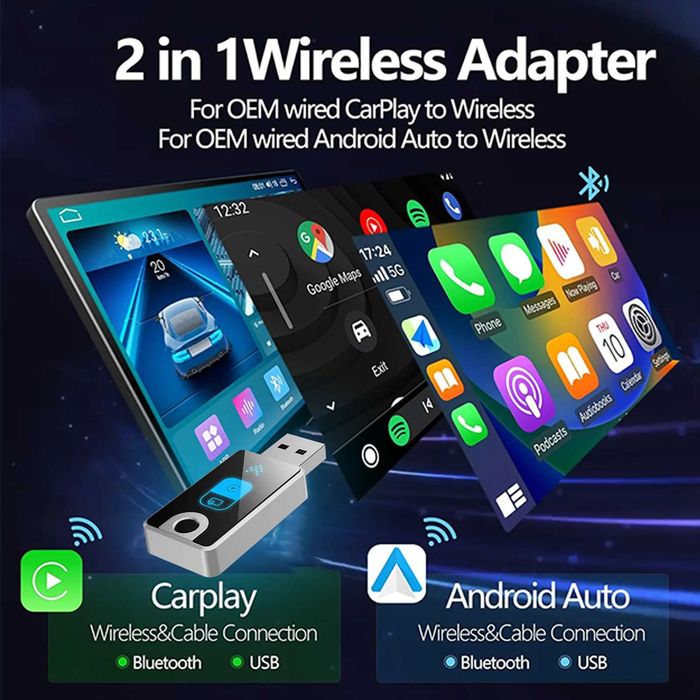 Adapter USB dla bezprzewodowego Carplay i Android Auto