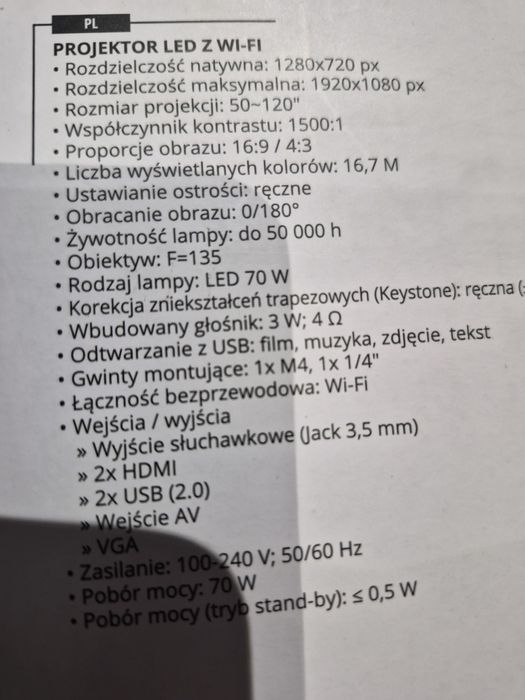 Projektor Krüger&Matz vled50 gwarancja