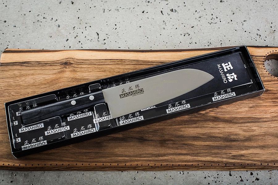 Nóż Masahiro Sankei Santoku 165mm czarny [35841]