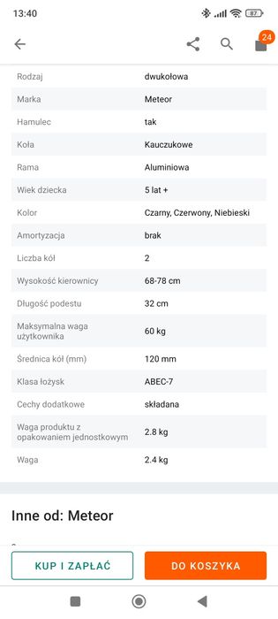 Hulajnoga Meteor Sunny