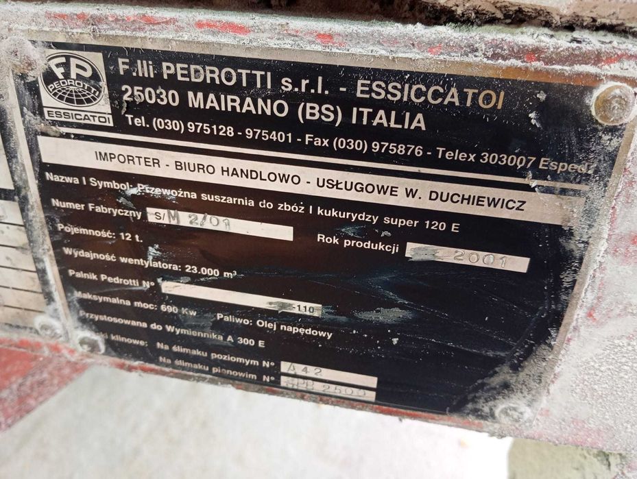 Suszarnia do zboża Pedrotti Super 100E Mini na olej opałowy