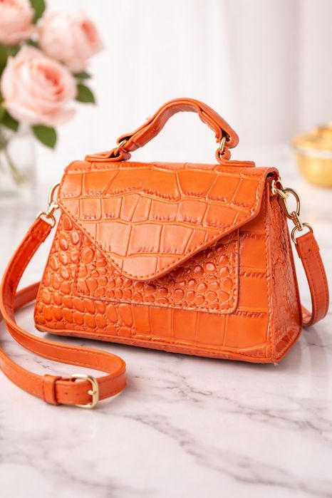 Torebka damska mini pomaraczową croco nowa elegancka
