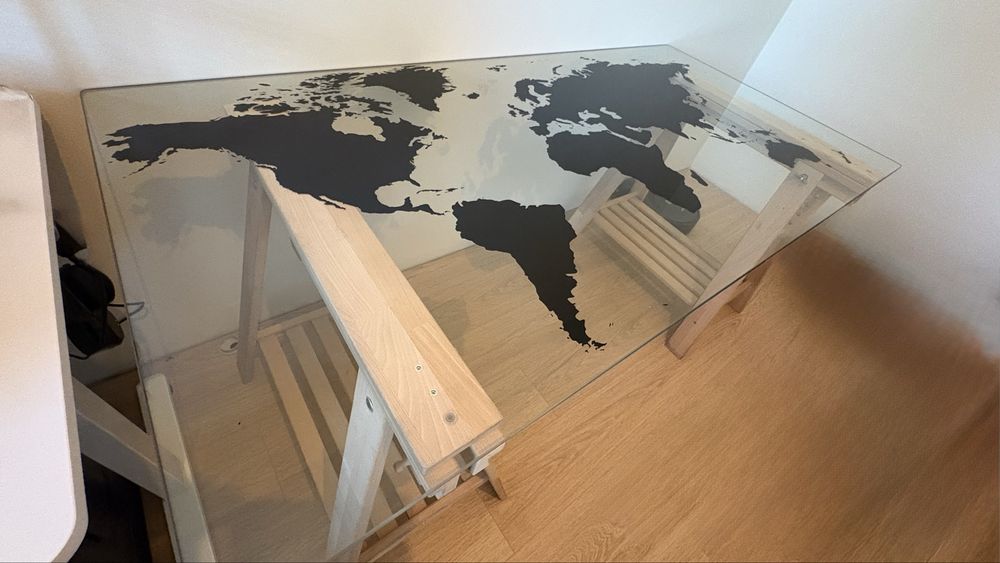 Szyba hartowana mapa swiata Ikea 160x80