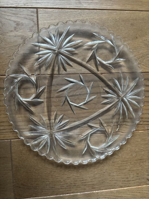 Patera z grubego i ciężkiego szkła PRL