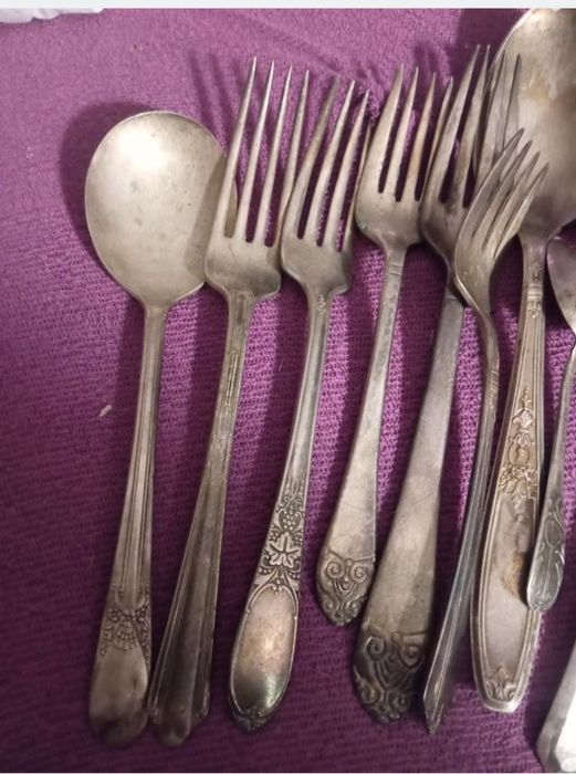 Stare platerowane srebrem sztućce angielskie.Sygnowane