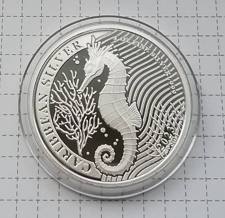Барбадос 1 долар 2023р. Морський коник. СРІБЛО. ПРУФ.