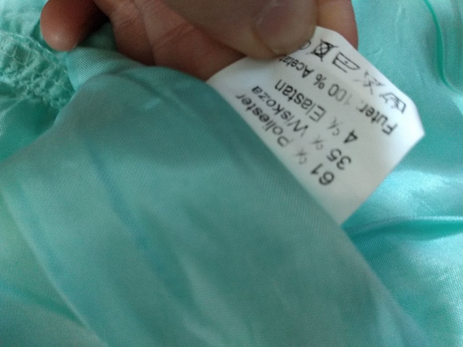 Sukienka miętowa L 40 42 koktajlowa kokarda na wesele