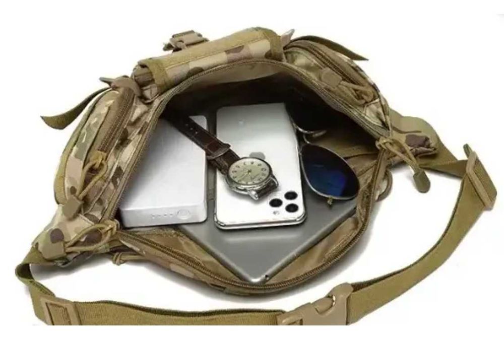 Тактическая поясная сумка мультикам 6л армейская сумка бананка военная