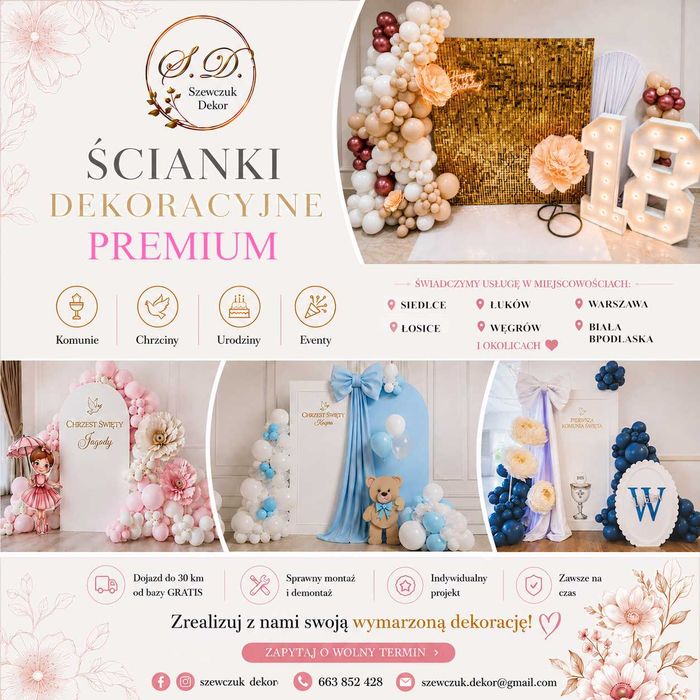 Ścianki dekoracyjne | Ścianki Balonowe | Siedlce | Łosice | Okolice