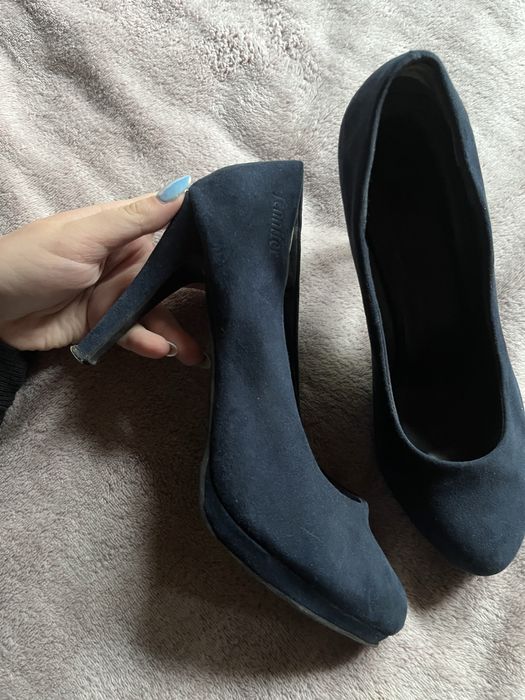 Szpilki buty na obcasie granatowe platforma 38 basic Jenny Fairy