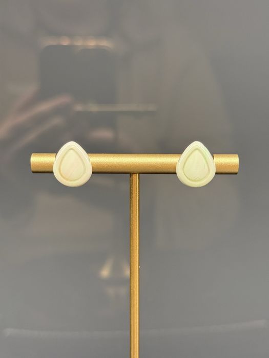 Kolczyki handmade krople | kremowe beżowe | ze stali chirurgicznej