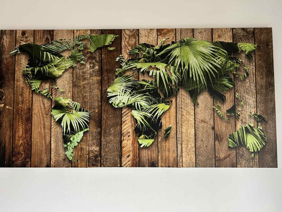 Obraz mapa swiata 3 czesciowy