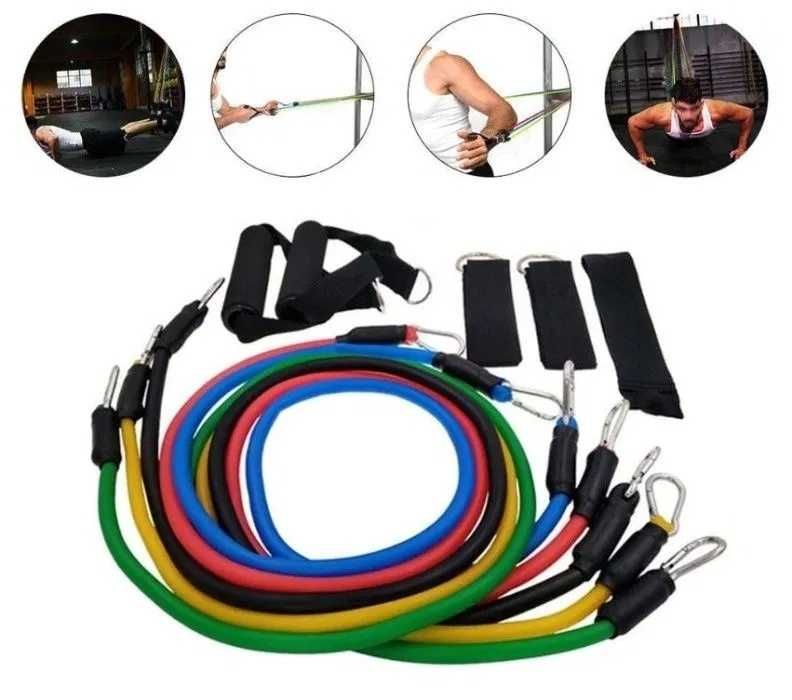 Эспандер трубчатый, Нагрузка 68 кг, 5 трубок, фитнес резинки, тренажер
