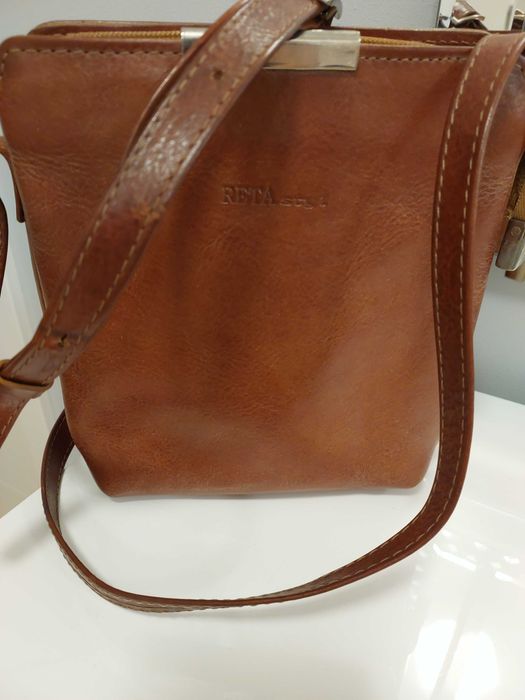 Torebka skórzana listonoszka brązowa camel skóra naturalna
