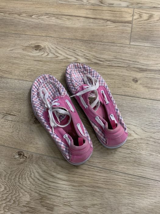 Różowe cekinowe w kratkę trampki sneakersy rozmiar 35 Faded Glory