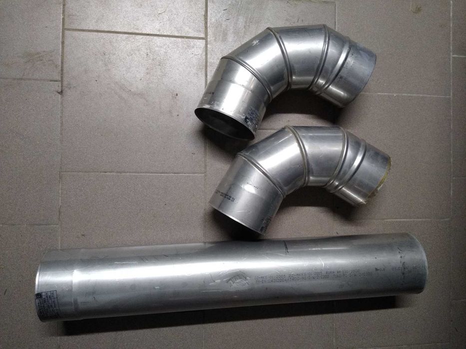 Rura i dwa kolanka ze stali nierdzewnej do pieca CO gazowego