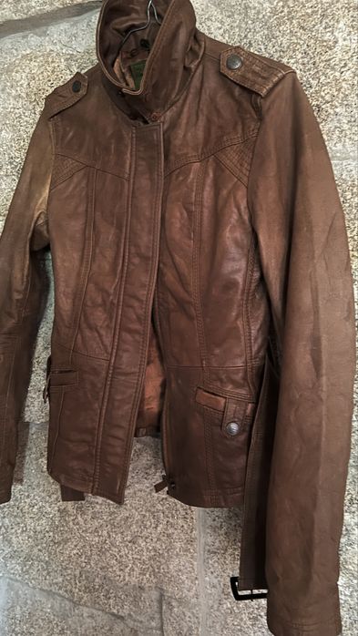 Casaco de pele castanho