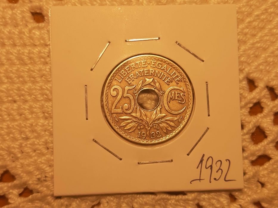 França - moeda de 25 cêntimos de 1932