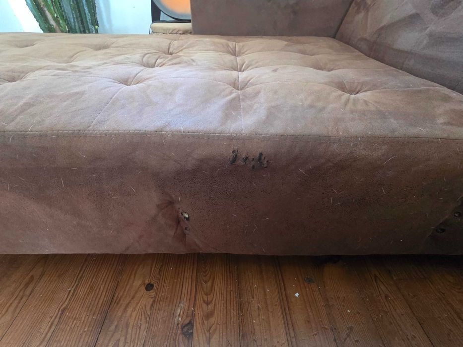 Sofá Cama com Chaise Longue Castanho (Modular/Para Restauro) – Negociável