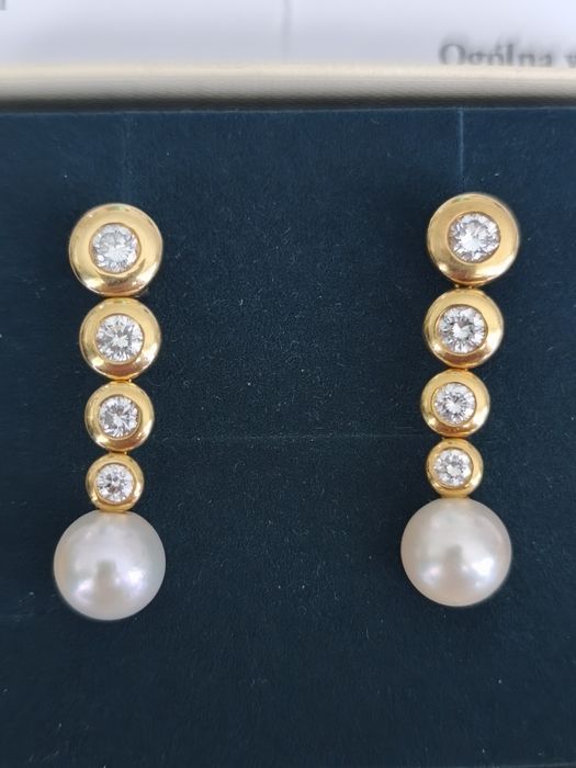 Piękne złote kolczyki z diamentami pr 750 18k 9.44gr 1.5ct unikat!!!