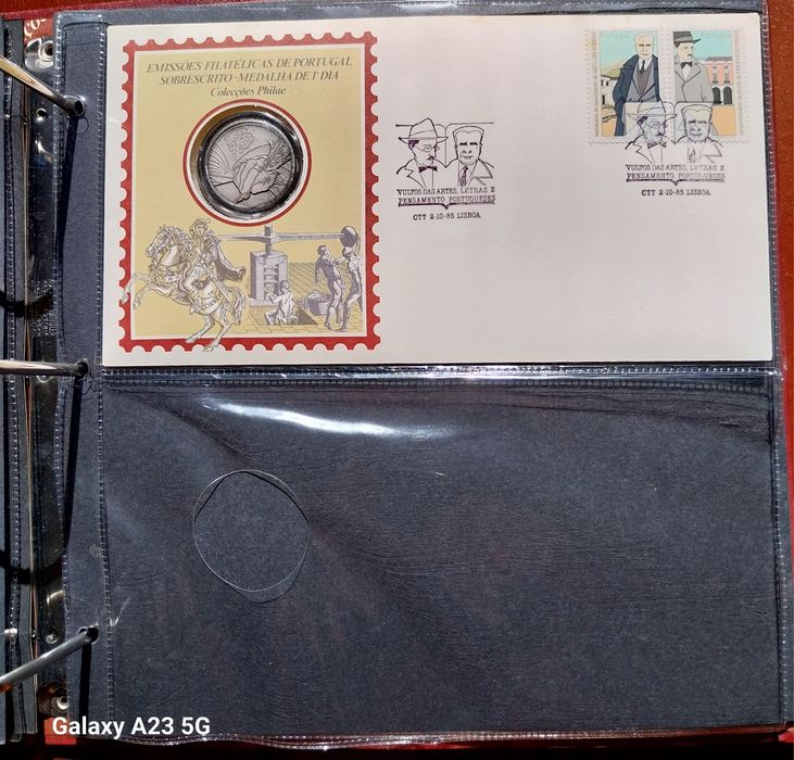 Filatelia Numismática sobrescrito com medalha