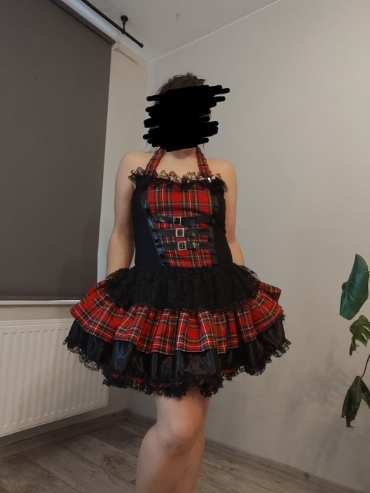 Sukienka w kratę PartyLits Gothic rock punk lolita bunny Harley roses