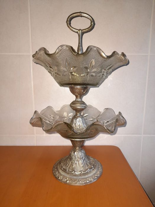 Fruteira vintage metal+vidro