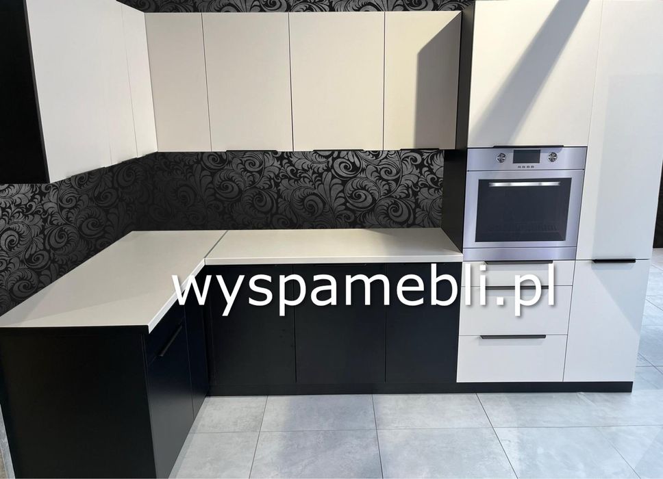 NOWA kuchnia narożna na wymiar kaszmir orzech czarny artisan wyspa