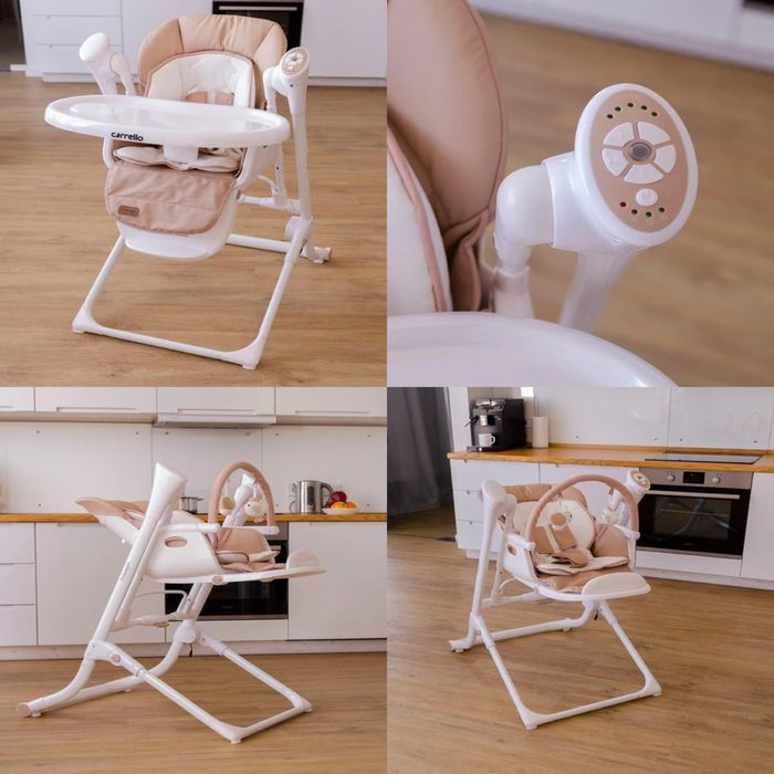 Дитячий столик для годування шезлонг гойдалка  Carrello 3в1