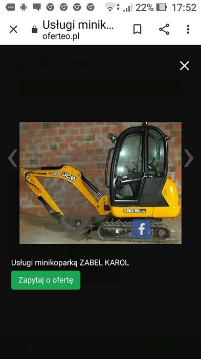 Minikoparka ,Usługi Minikoparką Zabel Karol