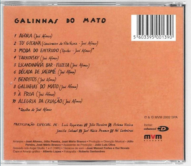José Afonso	- - - - -		Galinhas do Mato	- - - - -	CD