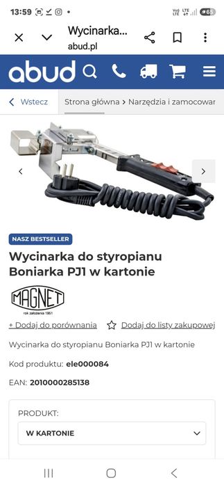 Magnet boniarka P31 _ wycinarka do styropianu j.Nowa