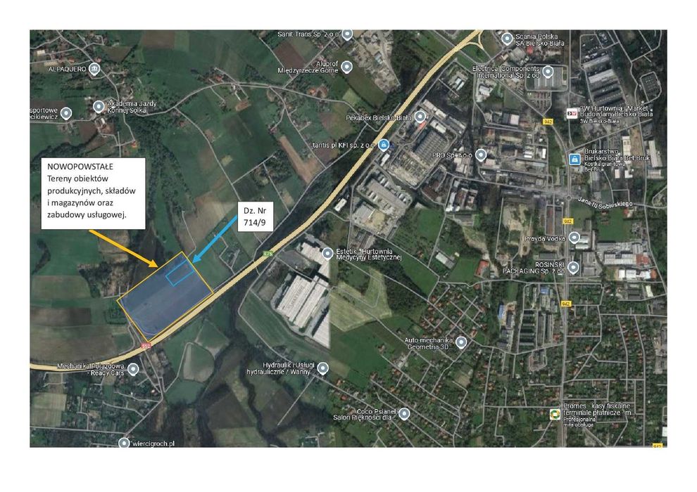 DO NEGOCJACJI_131 zł/m²_PRODUKCYJNO-USŁUGOWA_0.70 ha(S52 Bielsko - B.)