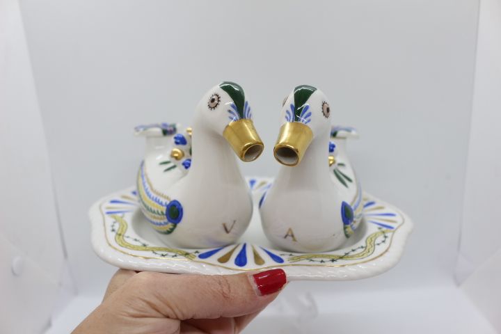 Raro Galheteiro Patos Vista Alegre Decoração Olaria de Viana 1924