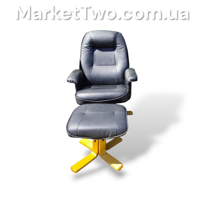 Кожаное, шкіряний комплект крісло-реклайнер+пуф( 010507 )