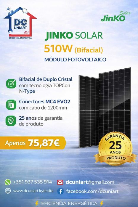 JINKO 510W (Bifacial) - Módulo Solar Fotovoltaico
