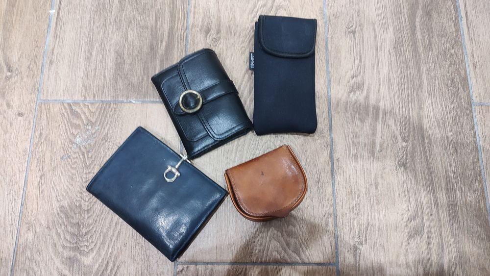 Starodawny portfel skórzany zestaw Plus etui na telefon Esprit retro vintage PRL