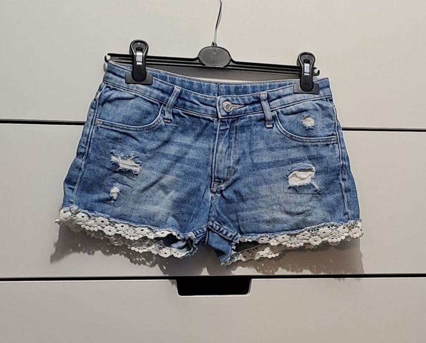 Dżinsowe szorty dziewczęce H&M r. 146