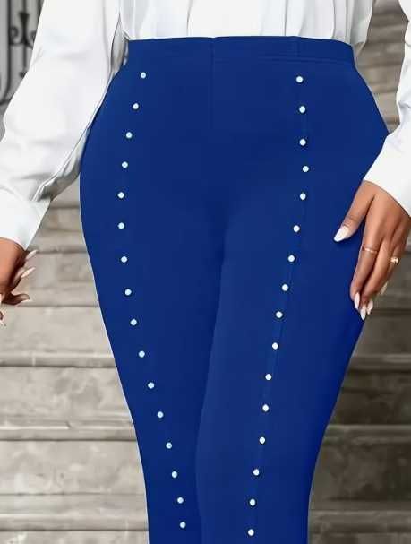 *_* Spodnie damskie z Perłami i rozcięciami, kolor royal blue rozm. 38