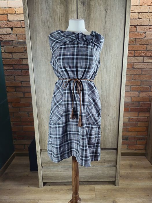 Sukienka letnia w kratkę lekka Street One boho vintage 38 M