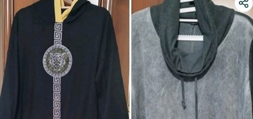 2 Bluzki, tuniki, bluzka z kapturem+golfem