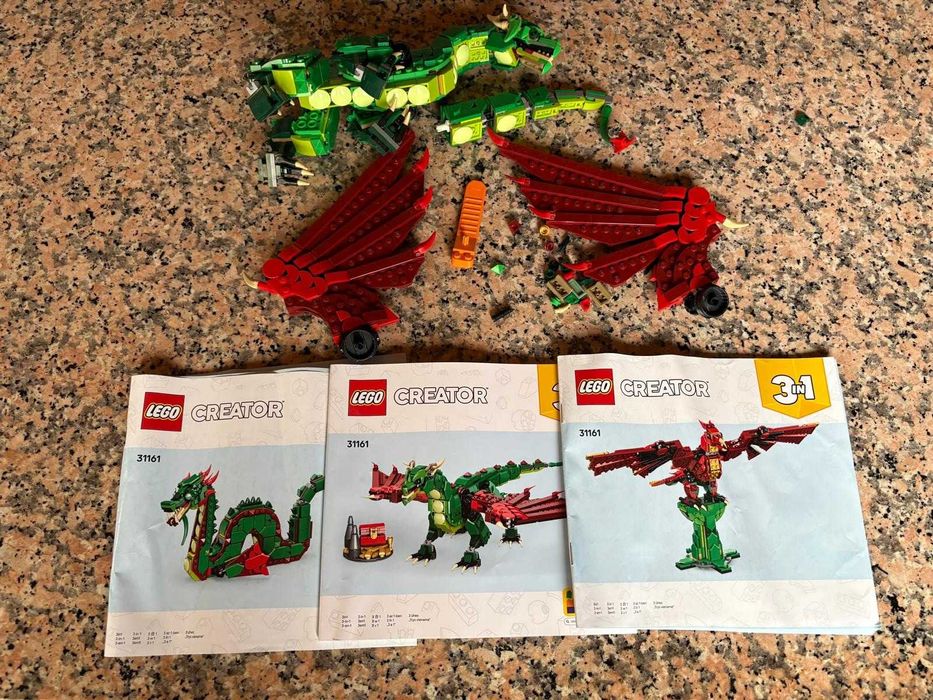 LEGO Creator 31161 Dragão Medieval 3em1 — caixa e instruções