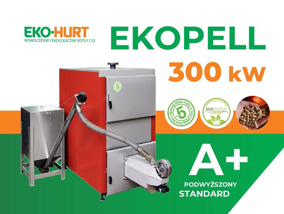 Kocioł na pellet EKOPELL 300kW 5 klasa A+ piec z dotacją ECODESIGN