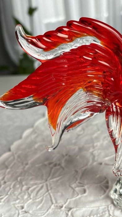 Figurka kogut szkło murano czerwone 21 cm