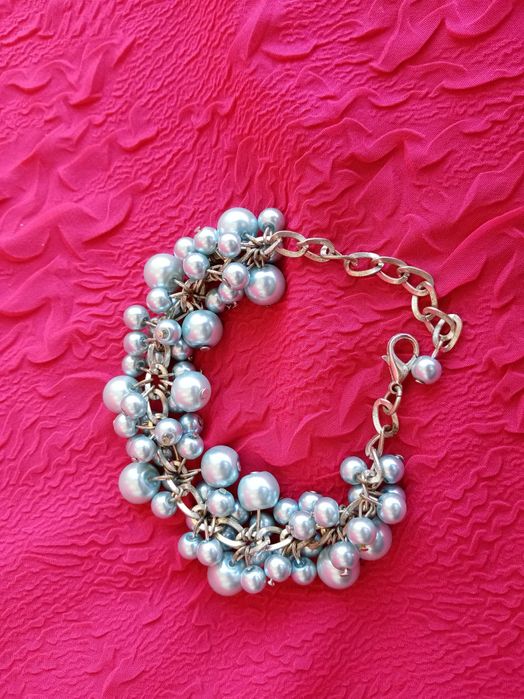 8) Bransoletka perełki niebieska NOWA