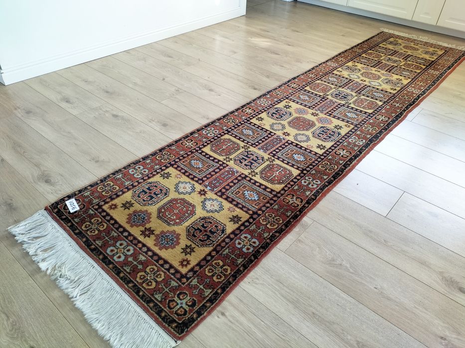 Niespotykany wełniany ręcznie tkany chodnik Bochara 70x310cm