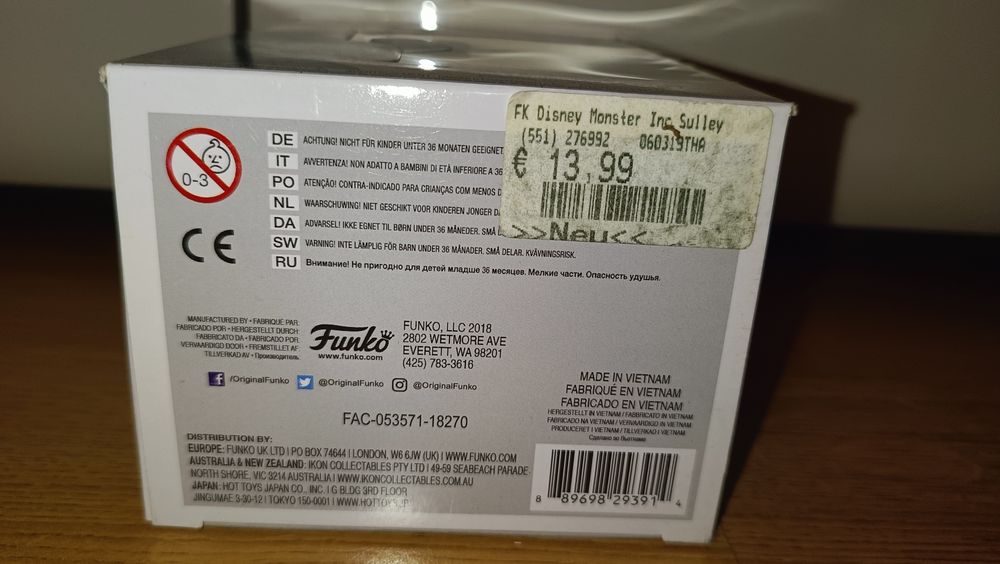 Pudełko Funko Pop Sulley Potwory i Spółka