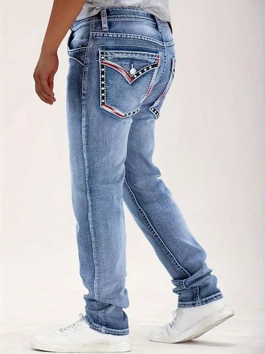 Spodnie Dżinsowe Slim-Fit z Haftem XL 54 / NOWE